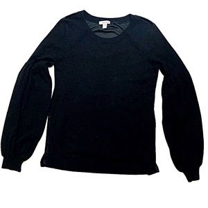 CHELSEA28 LS Peplum Velvet Backed Pullover S